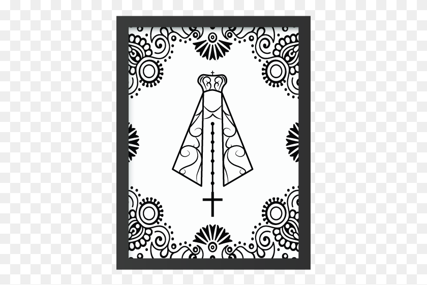 383x501 Nossa Senhora Aparecida Decorada Nossa Senhora Aparecida Quadro, Pattern, Ornament, Floral Design HD PNG Download