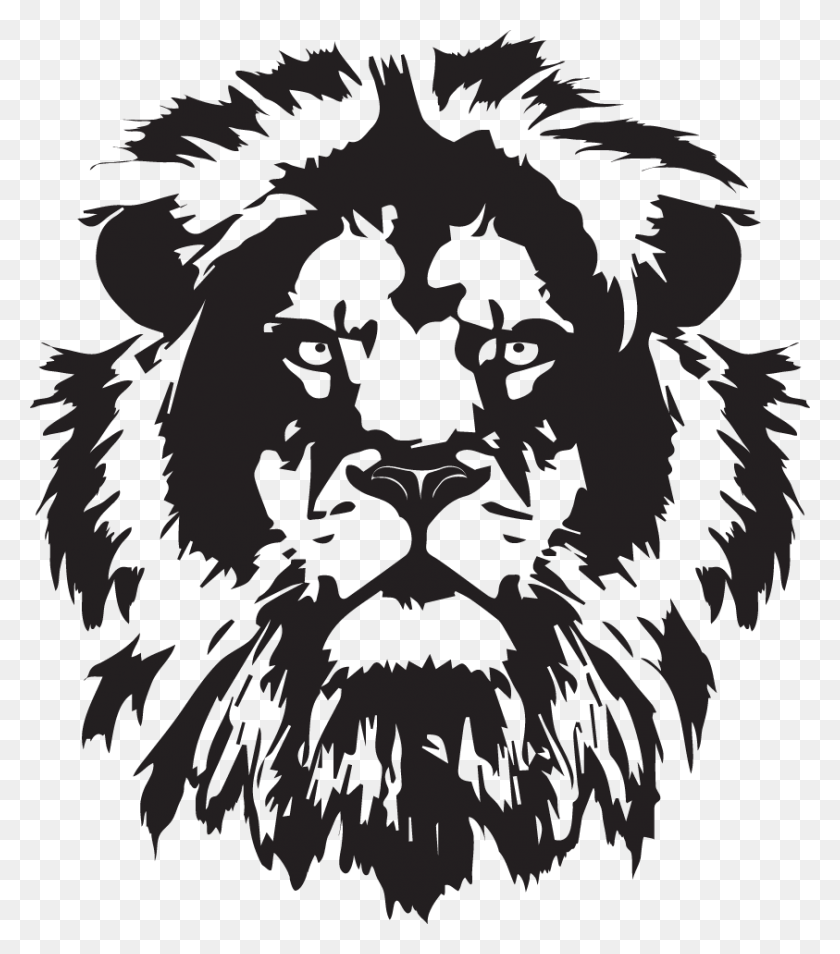 843x967 Nostrand Productions Lion Head Silhouette, Stencil, Face, Mammal HD PNG Download