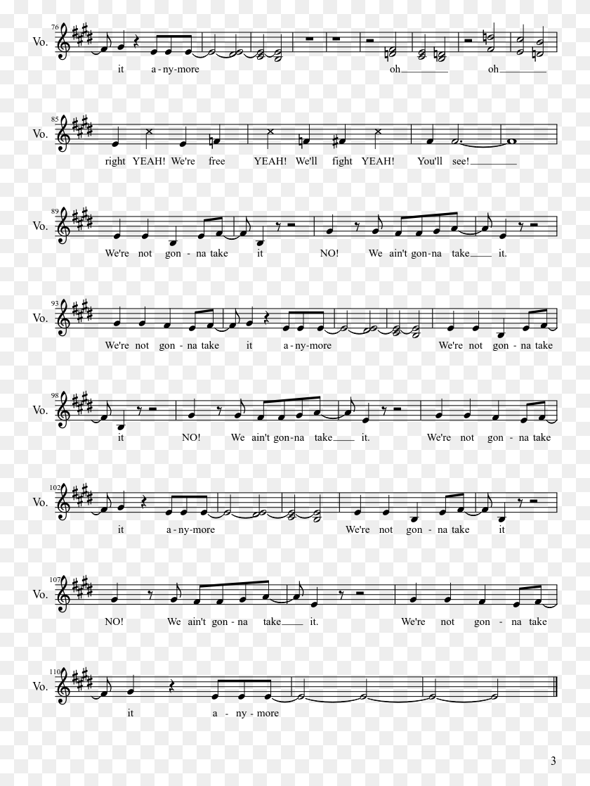 750x1058 Not Gonna Take It Sheet Music Composed By Twisted Seigneur Des Anneaux Partition, Gray, World Of Warcraft HD PNG Download