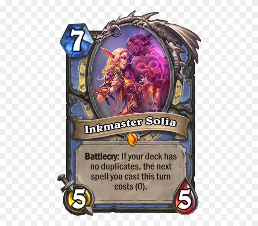474x678 Not Only Does Inkmaster Solia Have A Decent 55 Body Rise Of Shadows Hearthstone Cards, Person, Human, World Of Warcraft HD PNG Download