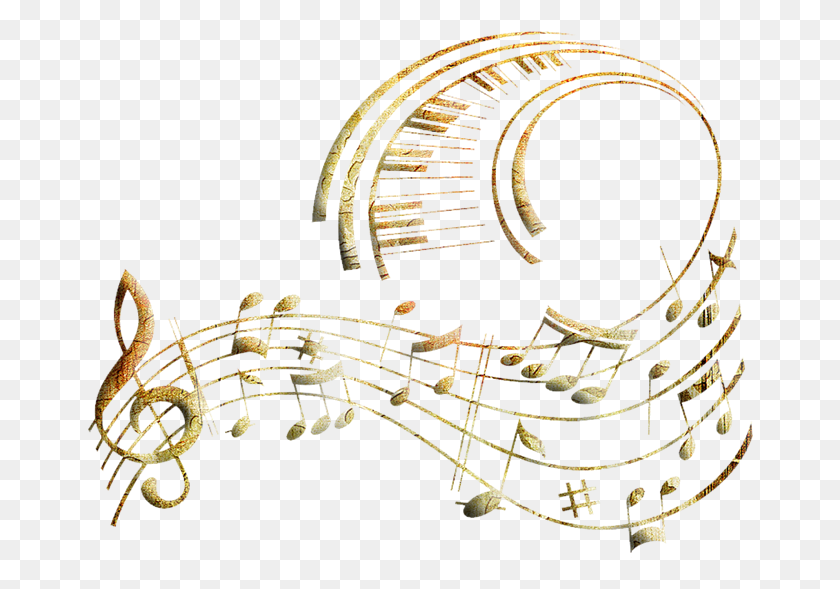 667x529 Descargar Png / Notas Musicales Golden Music Note, Símbolo, Texto, Logo Hd Png