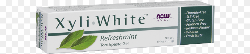 601x184 Now Foods Xyliwhite Refreshmint Toothpaste Tube 6 Now Foods Xyliwhite, Herbal, Herbs, Plant, Leaf Transparent PNG