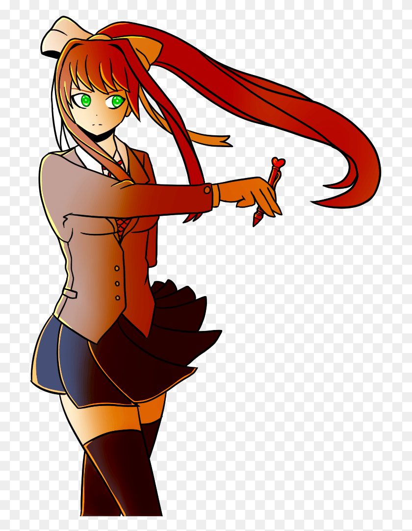 717x1023 Now Put Her Next To The Undertale Logo Have Some Sort Monika Pen, Manga, Comics, Book HD PNG Download