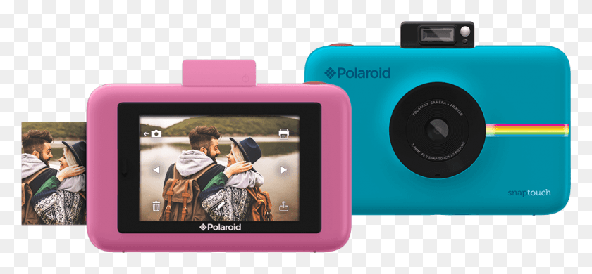 1037x439 Ahora La Nueva Polaroid Tiene Una Cámara Instantánea Que Imprime Polaroid Snap Touch Rosa, Persona, Humano, Electrónica Hd Png Descargar