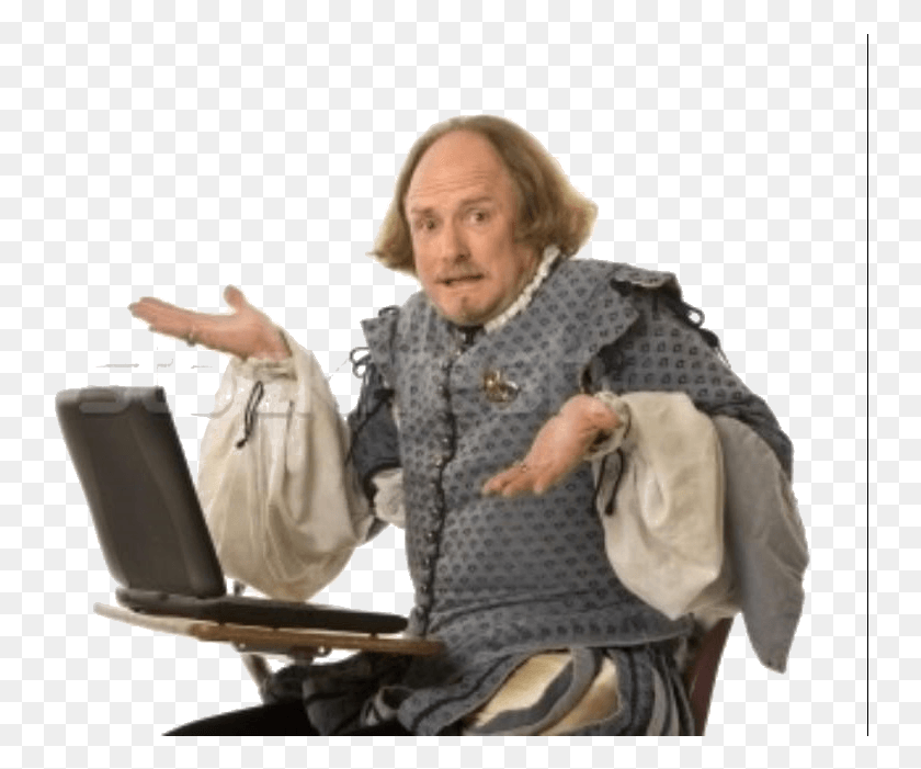 744x641 Now Transparent Shakespeare On A Computer, Person, Human, Sitting HD PNG Download
