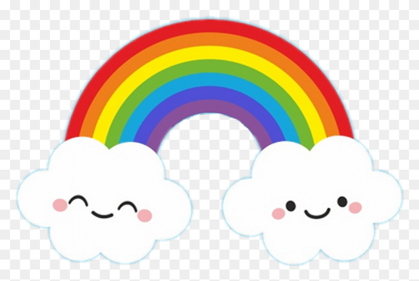 820x529 Nubes Sticker Rainbow With Cloud Clipart, Graphics, Outdoors HD PNG Download