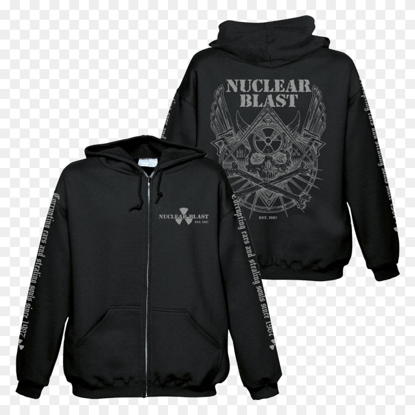 989x990 Nuclear Blast America Winged Skull Black Skull Winged Jacket, Clothing, Apparel, Sweatshirt HD PNG Download