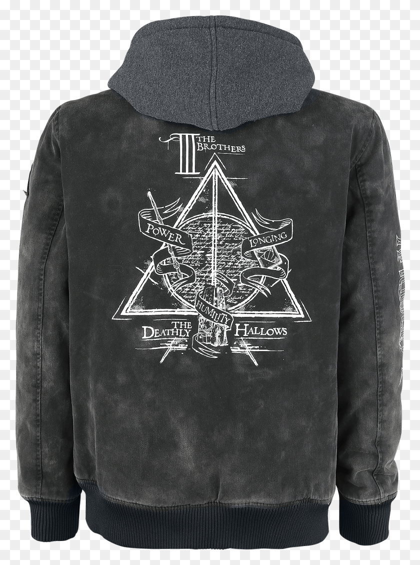 1082x1485 Null The Deathly Hallows Black Winter Jacket 363572 Harry Potter Spell Posters, Clothing, Apparel, Sweatshirt HD PNG Download