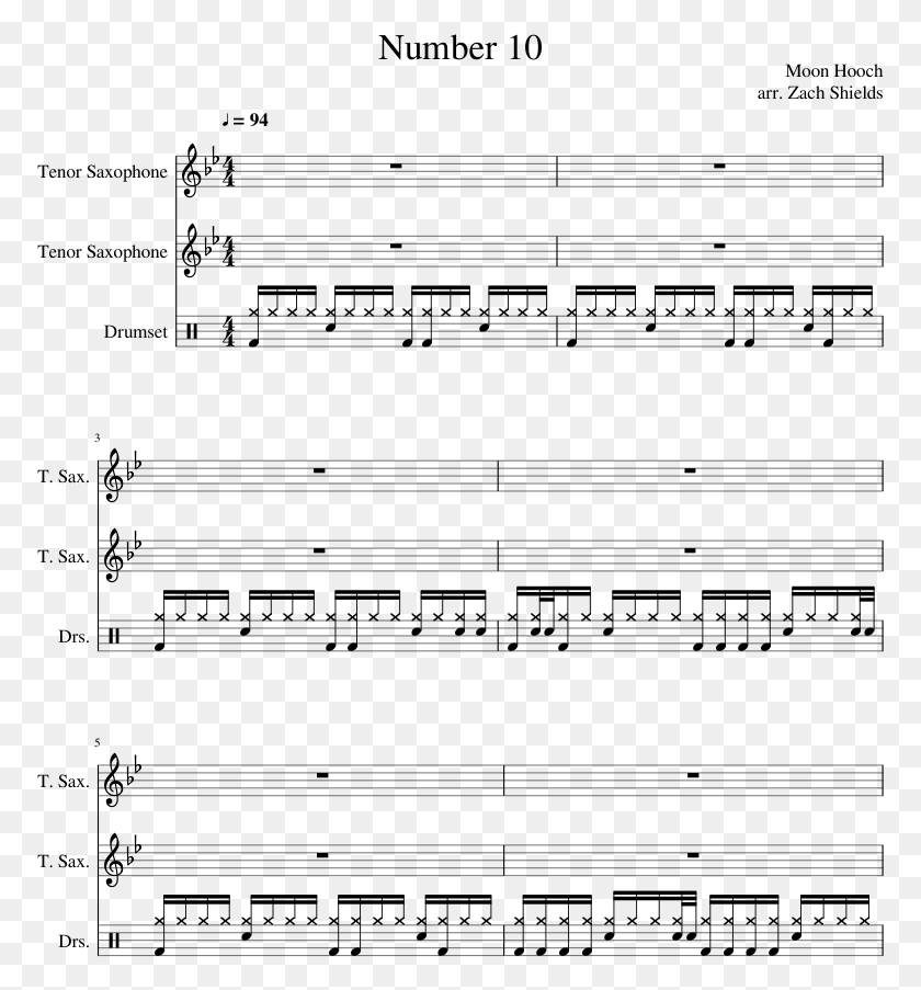 773x843 Number 10 Sheet Music Composed By Moon Hooch Arr Killing Me Softly Saxophone Notes, Gray, World Of Warcraft HD PNG Download