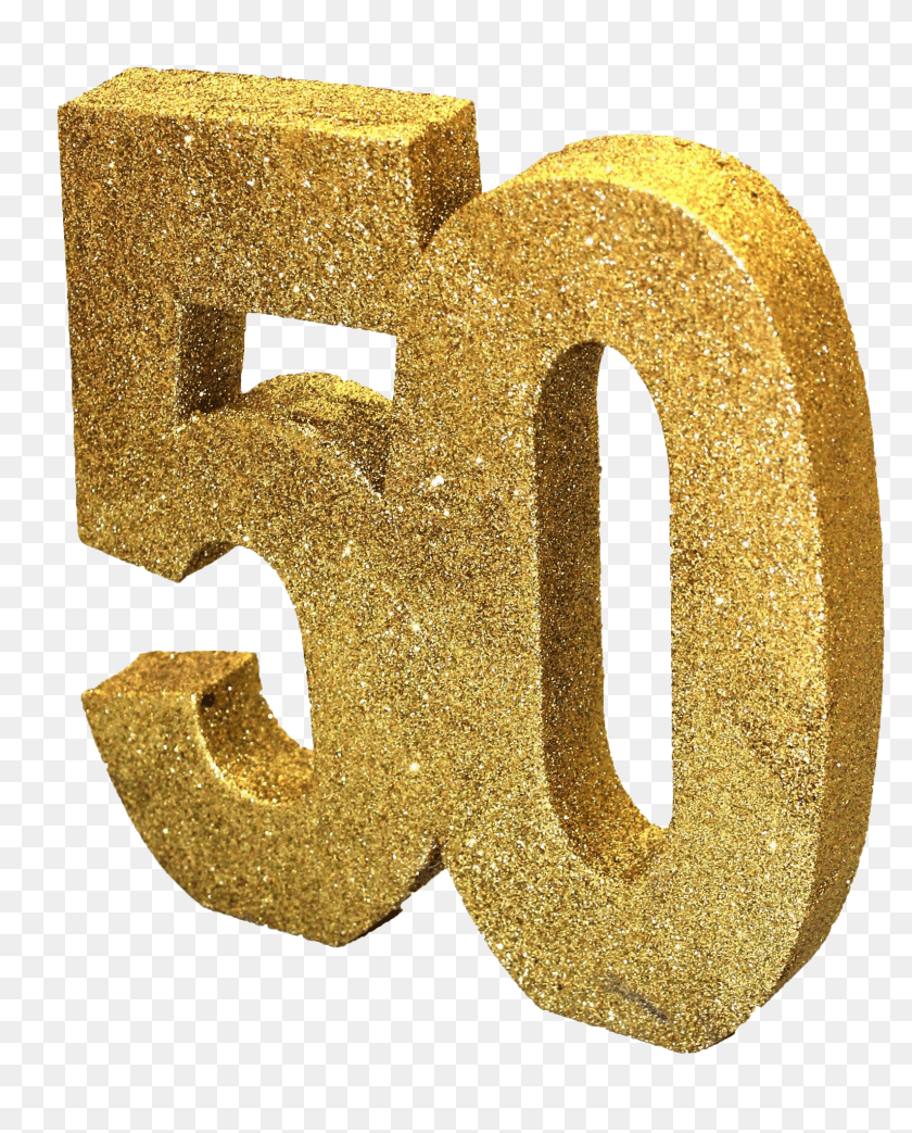 Number 50 With Glitter Image Number 50 Gold, Symbol, Text Sticker PNG