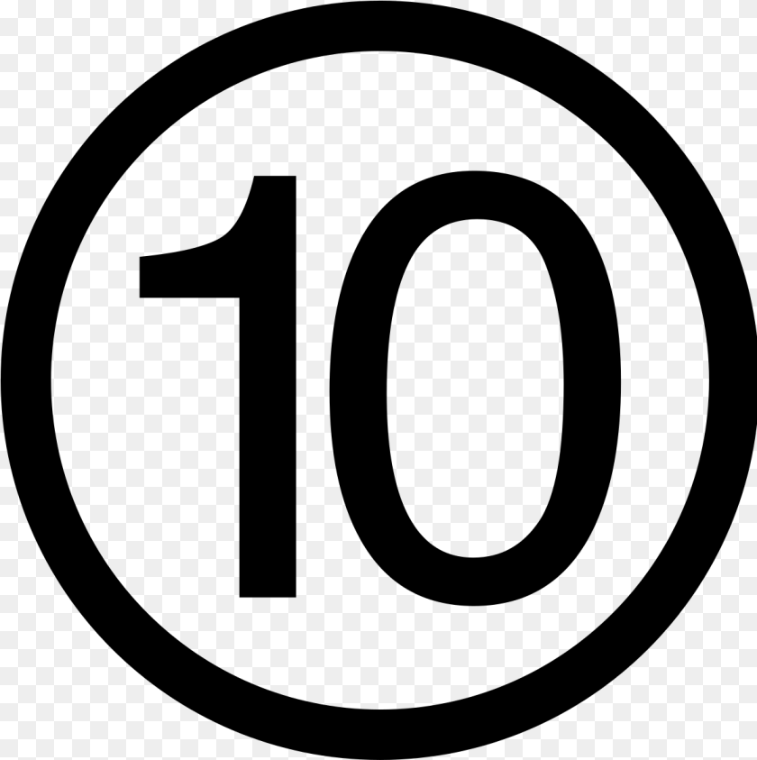 Number Ten In Circle, Gray Clipart PNG