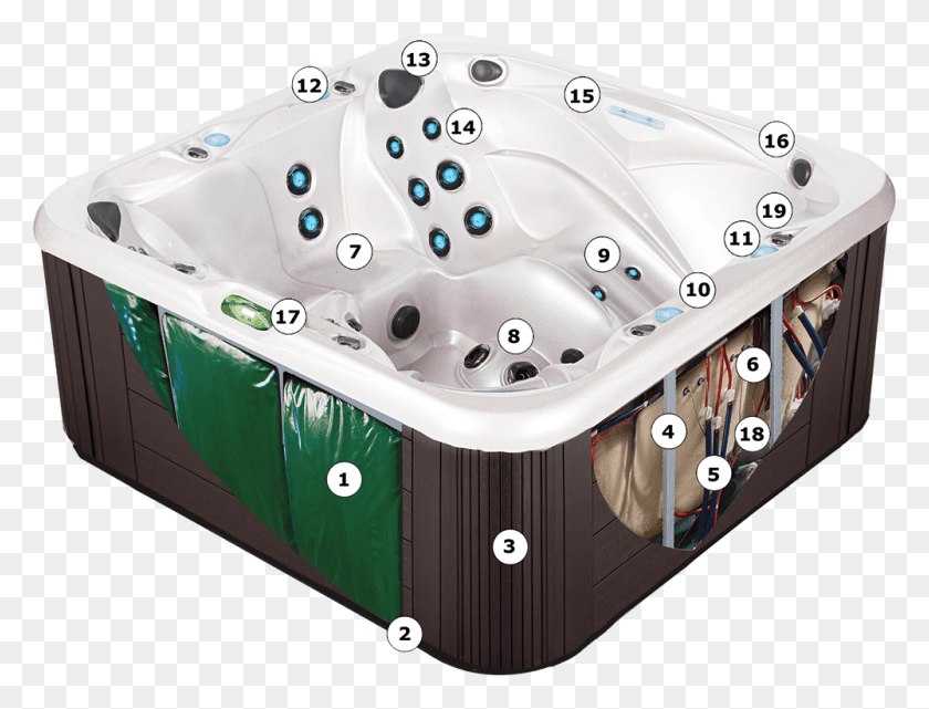 1000x745 Numbered Features 1000745 Pixels Jacuzzi, Tub, Hot Tub HD PNG Download