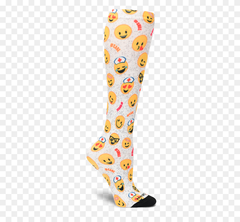 428x718 Nurse Mates Emoji Compression Socks Sock, Clothing, Apparel, Footwear HD PNG Download