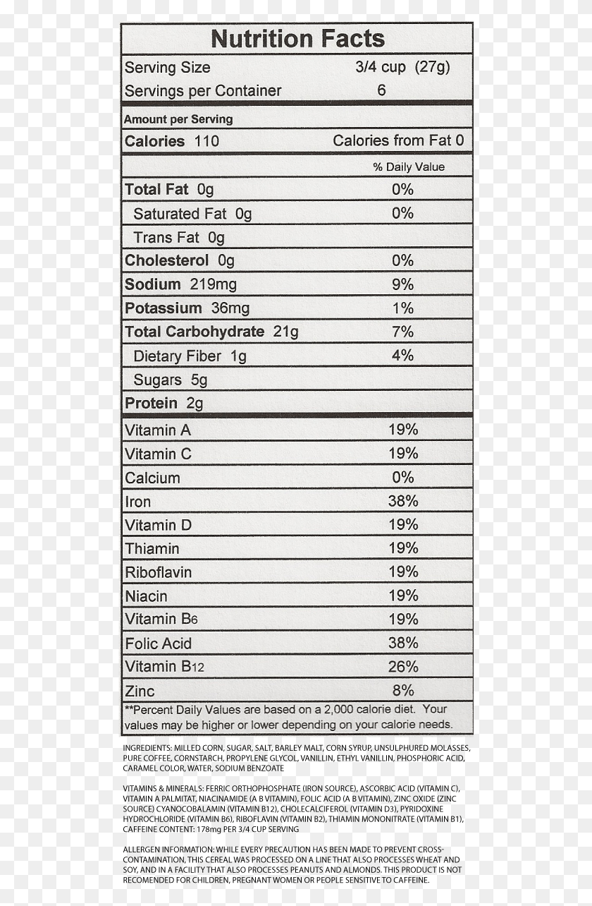 504x1224 Nutrition Facts On Cereal, Text, Word, Label Descargar Hd Png