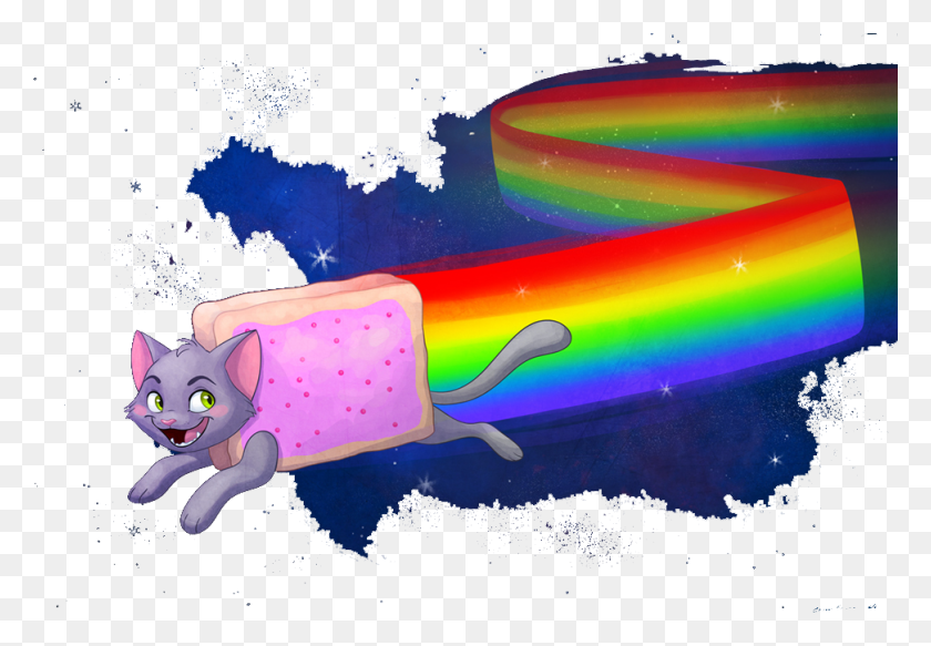 972x652 Nyan Cat Fan Art, Light, Cat, Pet HD PNG Download
