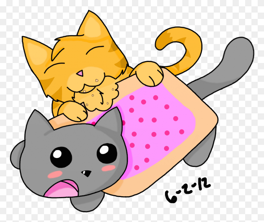 856x708 Nyan Cat Vs Semi Normal Cat Drawing Cartoon, Pet, Mammal, Animal HD PNG Download