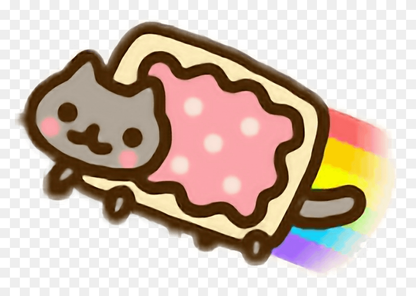 1024x706 Nyancat Милый Очаровательный Радужный Кот Poptart Cutie Nyan Cat, Еда, Печенье, Печенье Png Скачать