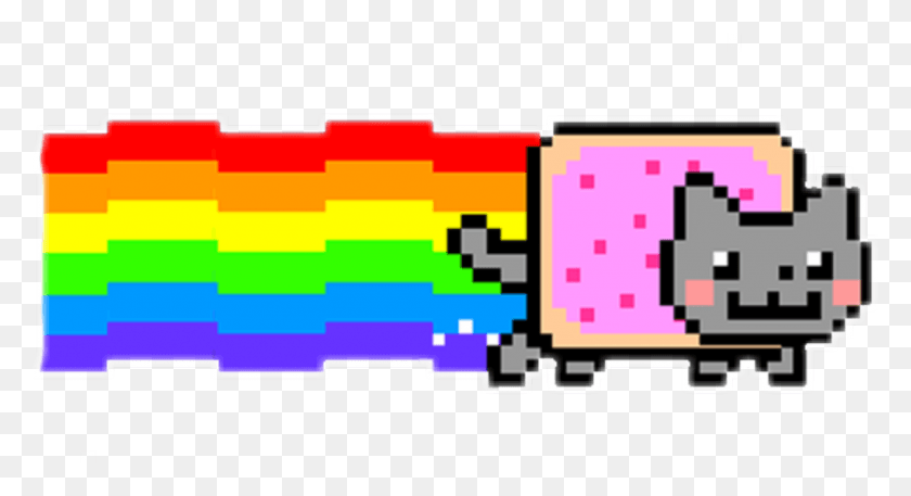 1024x522 Nyancat Sticker Nyan Cat Logo, Pac Man, Qr Code, Super Mario HD PNG Download