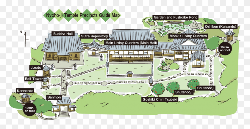 1177x566 Nyoho Ji Temple Precincts Guide Map Plan, Gun, Weapon, Weaponry HD PNG Download