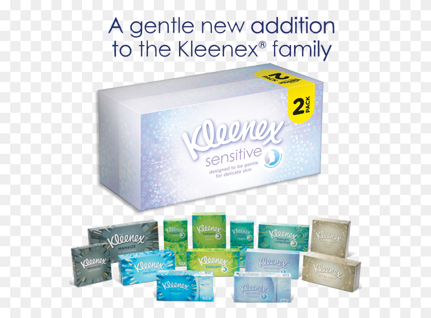 570x560 Nz Kleenex Sensitive Top Pocket Tissue Packaging, Text, Box, Paper HD PNG Download