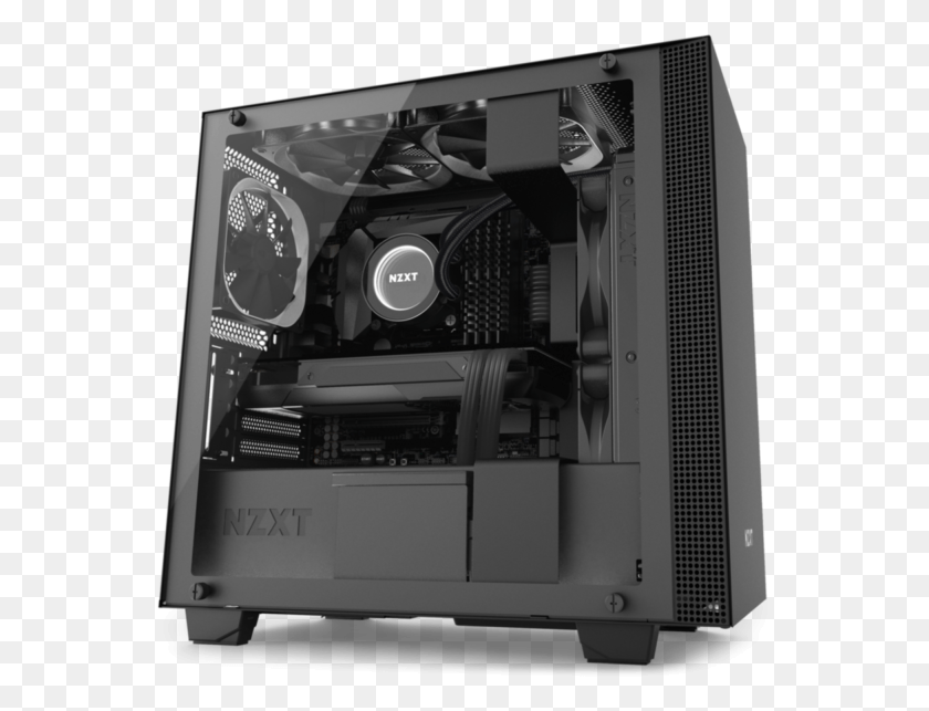 558x583 Nzxt 400i Computer Case Nzxt H400i Black Red, Appliance, Electronics, Camera HD PNG Download