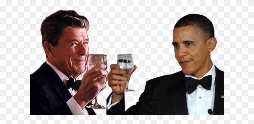641x352 Obama N Reagan Toasting President Reagan Making A Toast, Dating, Person, Human HD PNG Download
