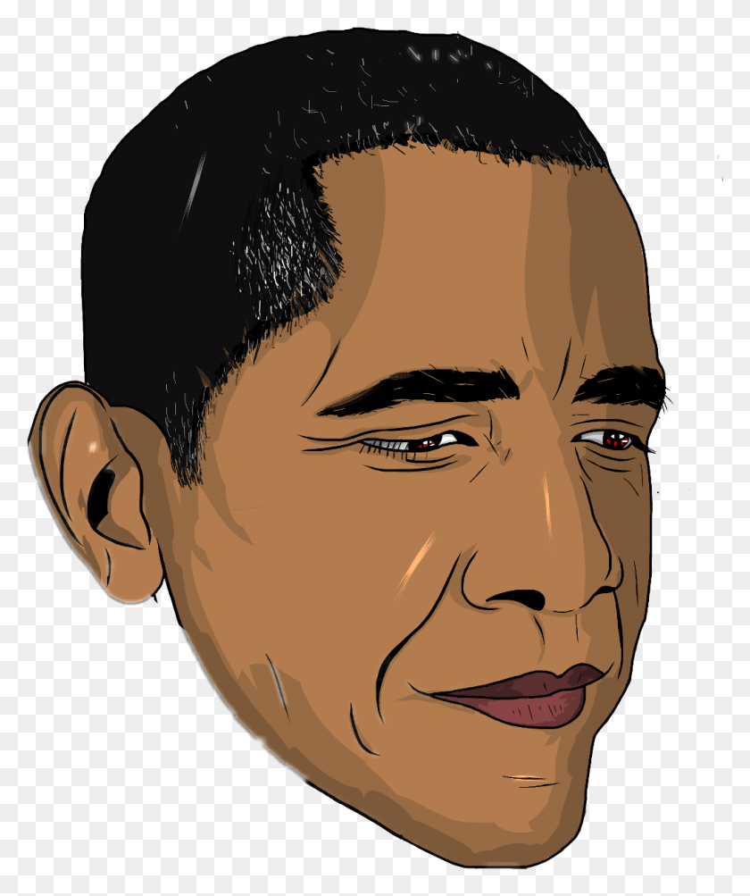 1024x1239 Обама Наклейка Иллюстрация, Лицо, Голова, Хмуриться Hd Png Скачать