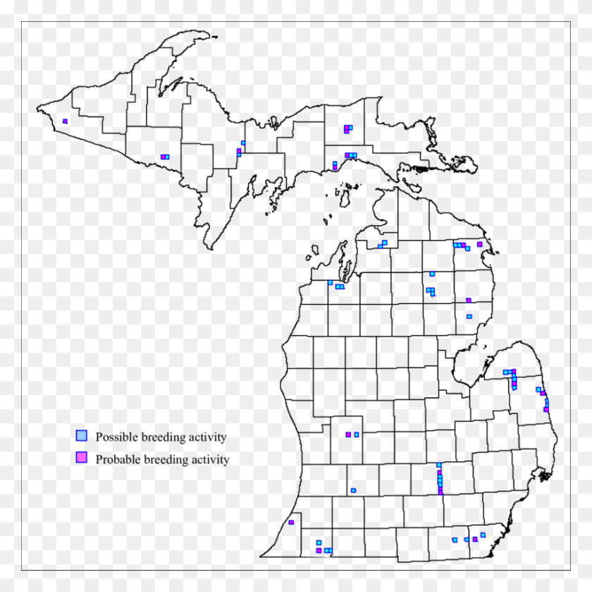 850x849 Observed Breeding Status For Great Horned Owl By Mbba Michigan County Map, Electronics, Pac Man, Screen HD PNG Download