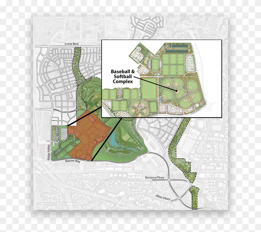 692x686 Oc Great Park Sports Complex Great Park Field Map, Plan, Plot, Diagram HD PNG Download