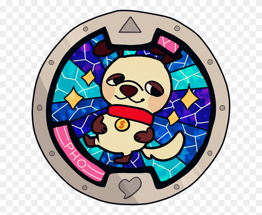 639x628 Oc Yokai Watch Medal Art Circle, Stained Glass, Armor HD PNG Download