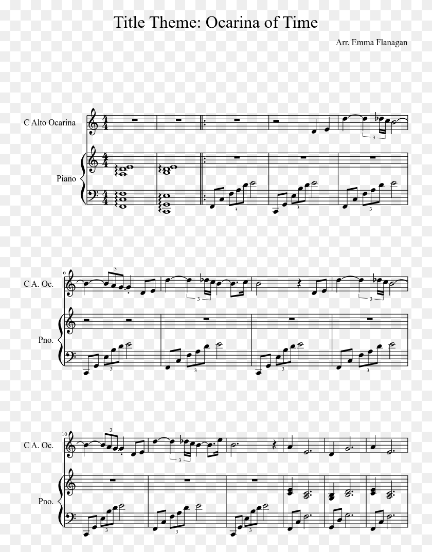 749x1014 Ocarina Of Time Sheet Music Composed By Arr Shostakovich Waltz 2 Notes, Gray, World Of Warcraft HD PNG Download
