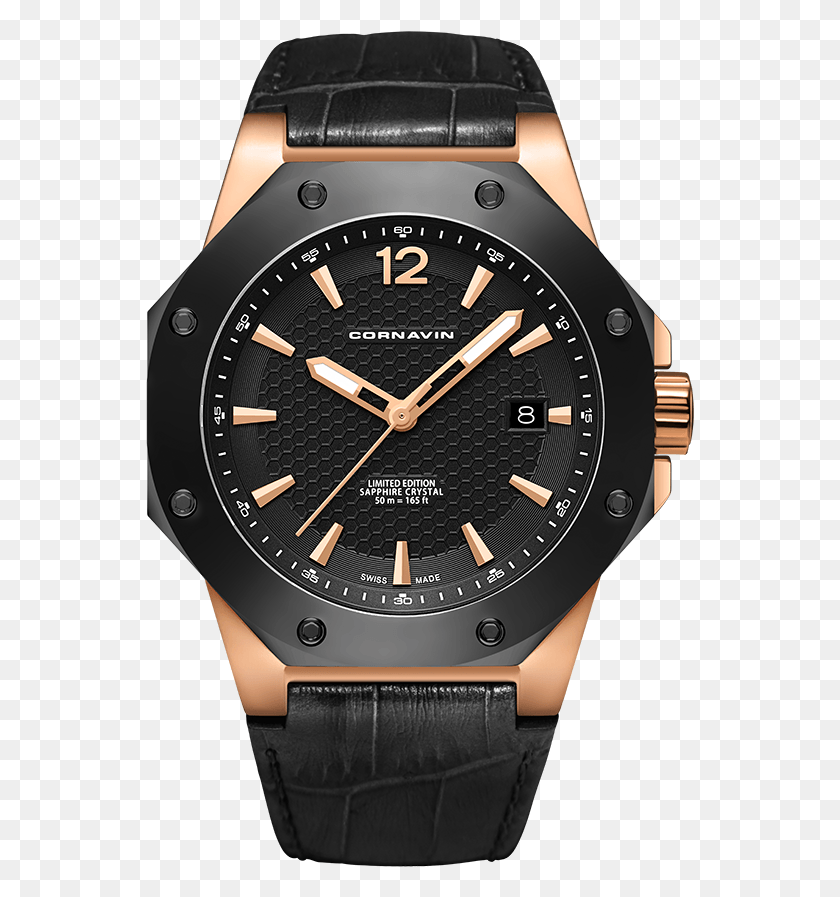 549x837 Octagonal Stainless Steel Case With Rose Gold Pvd Coating Cornavin Downtown, Wristwatch, Text HD PNG Download