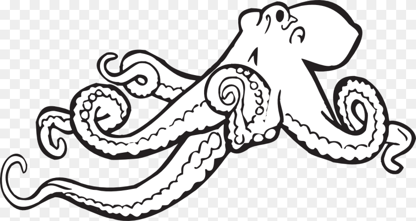 Octopus Clipart Black And White, Animal, Sea Life, Invertebrate Sticker PNG
