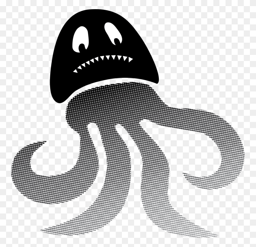 767x750 Octopus Computer Icons Logo Silhouette Line Art Cartoon, Text, Symbol, Stencil HD PNG Download
