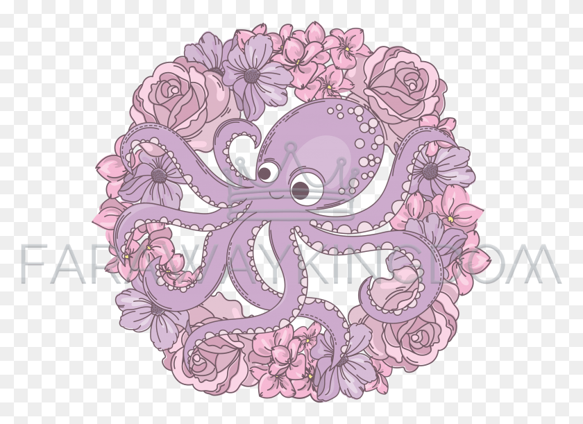 3508x2480 Octopus Wreath Holiday Flower Bouquet Vector Illustration Sirena Decoracion Para Imprimir, Sea Life, Animal, Pattern HD PNG Download