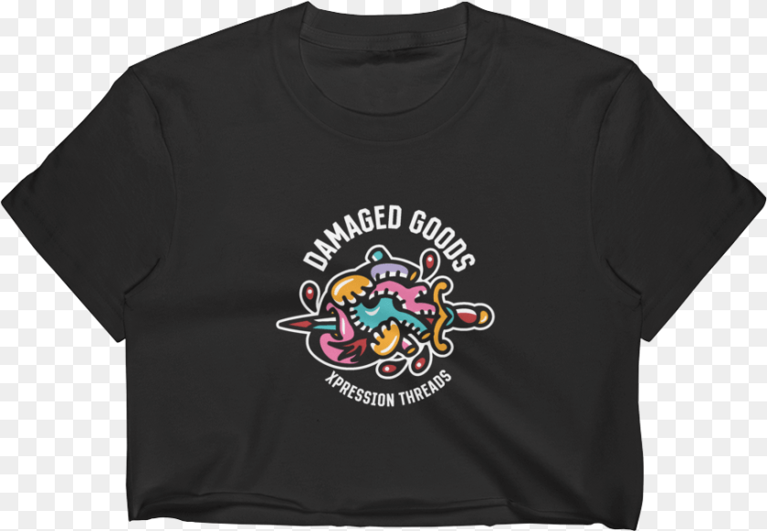 909x630 Of Damaged Goods Crop Top Illustration, Clothing, T-shirt, Shirt Sticker PNG