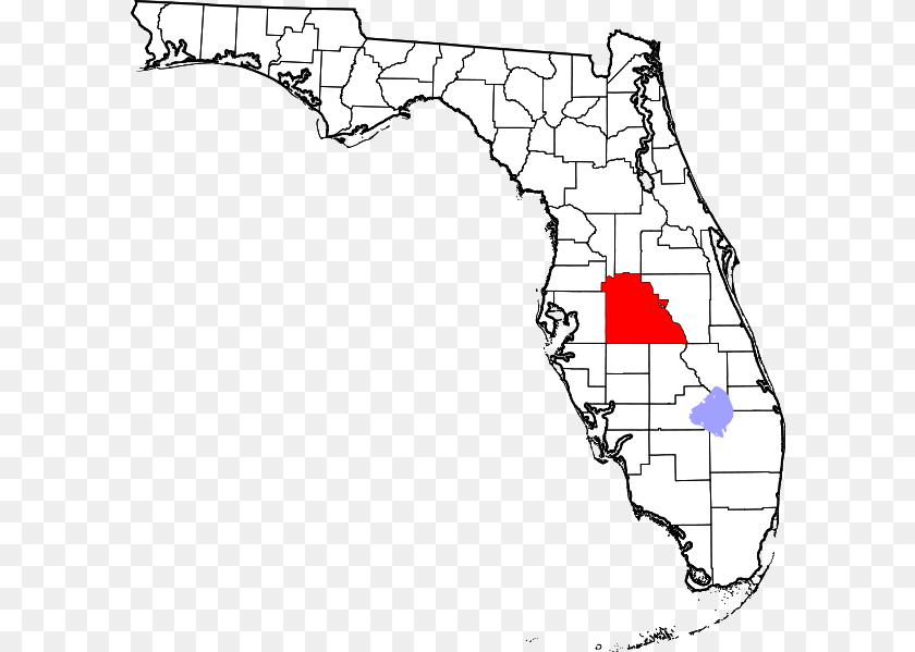 601x599 Of Florida Highlighting Polk County, Chart, Plot, Person, Map Transparent PNG