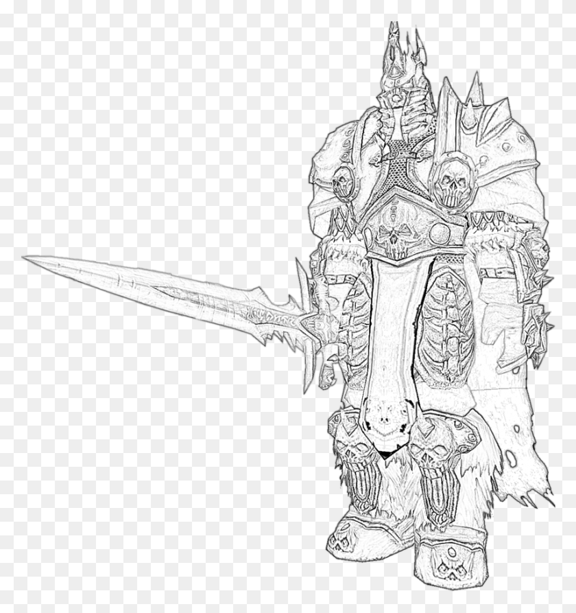 855x914 Of Warcraft The Lich King By Goldz Warcraft Lich King Drawing, Cross, Symbol, Sculpture HD PNG Download