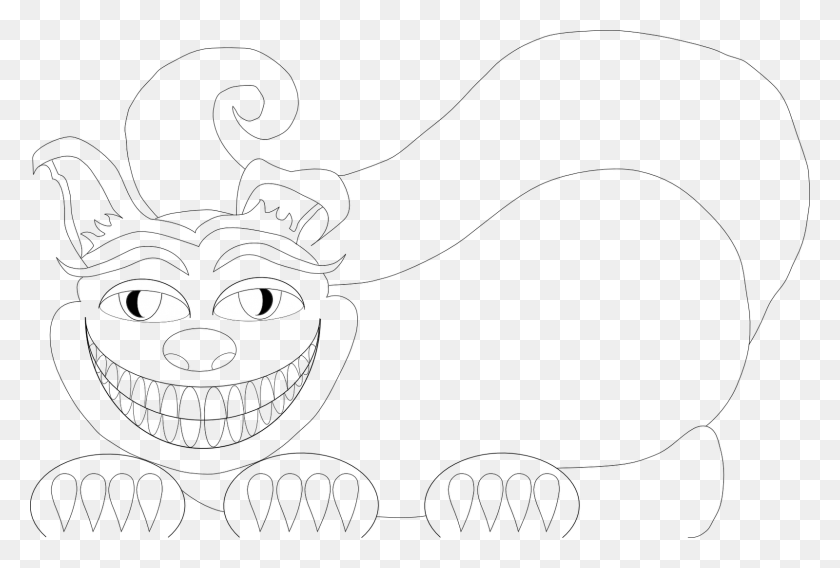 1600x1044 Off Of Of One Of His Drawings Of The Cheshire Cat Line Art, Angry Birds, Logo, Symbol HD PNG Download