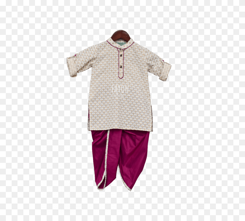 574x700 Off White Printed Kurta With Krishna Dhoti Nightwear, Clothing, Apparel, Person HD PNG Download
