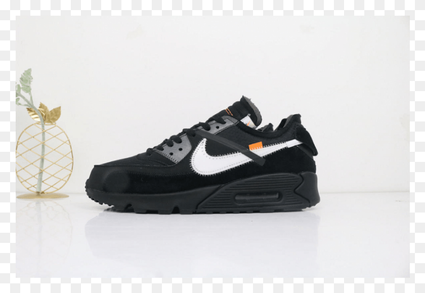 801x533 Off White X Air Max 90 39black39 Sneakers, Shoe, Footwear, Clothing HD PNG Download