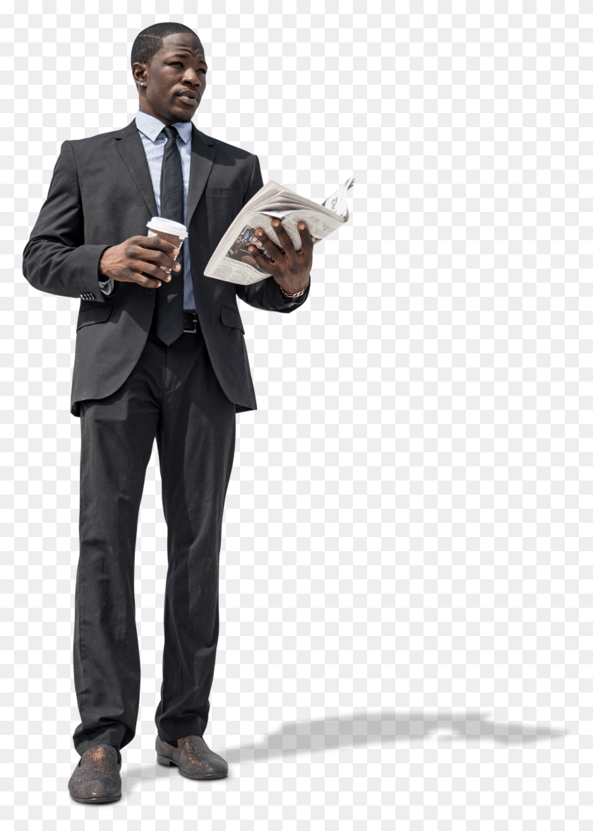 1100x1574 Office Businessman With Coffee And Newspaper, Suit, Overcoat, Coat HD PNG Download
