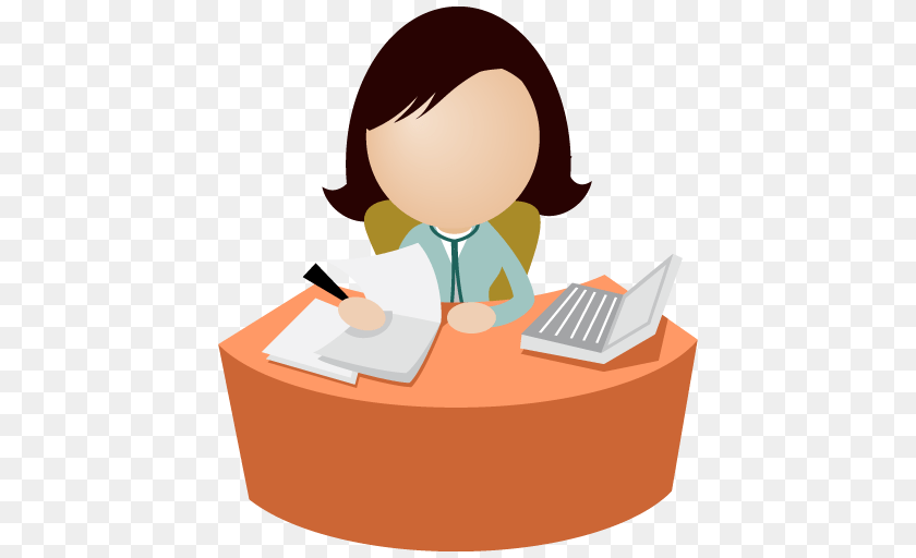 512x512 Office Management Clipart Look, Person, Reading, Sitting, Table PNG