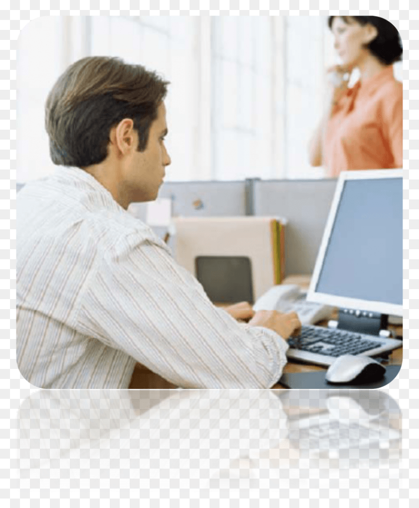813x1000 Office Worker Office Worker At Desk, Person, Computer Keyboard, Computer HD PNG Download