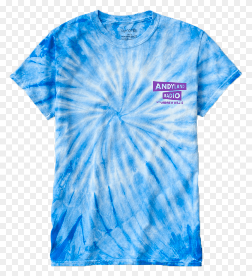 877x964 Official Andyland Radio Blue Tie Dye T Shirt Andyland Shirt, Clothing, Apparel, Dye HD PNG Download