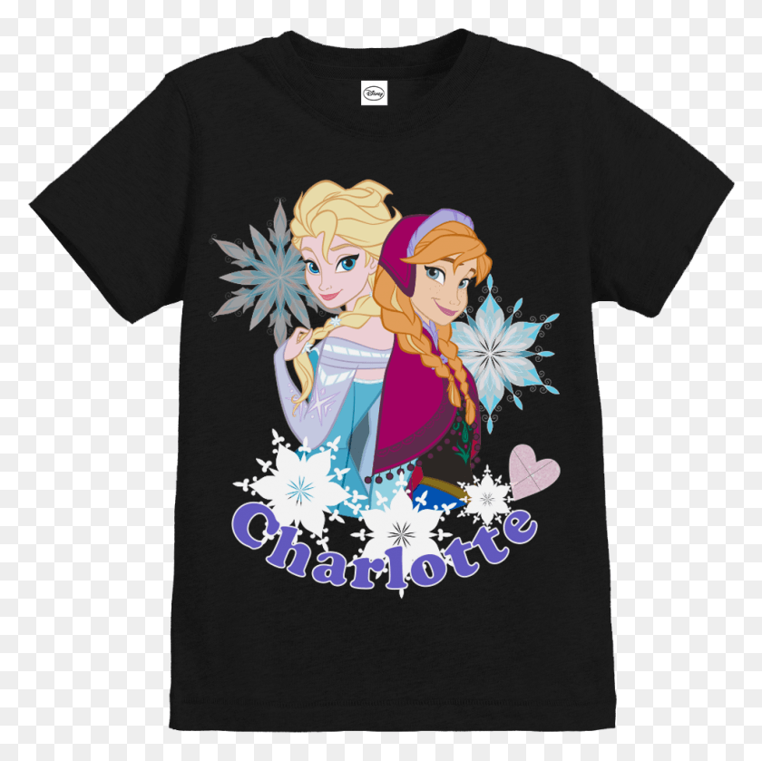981x980 Official Girls Disney Frozen Elsa Amp Anna Personalised Cartoon, Clothing, Apparel, T-shirt HD PNG Download