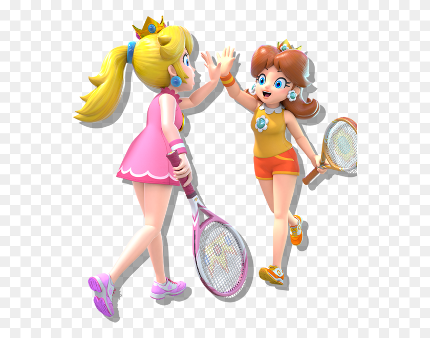 555x599 Descargar Png Peach Amp Daisy Obra De Arte Oficial De Mario Tennis Aces Daisy Mario Tennis Aces Png