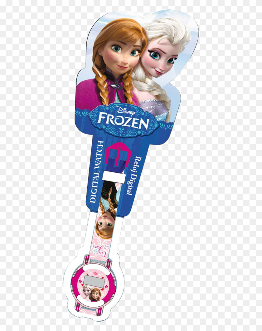 436x1000 Descargar Png Reloj De Pulsera Oficial Disney Frozen Anna E Elsa Girl, Text, Doll, Toy Hd Png