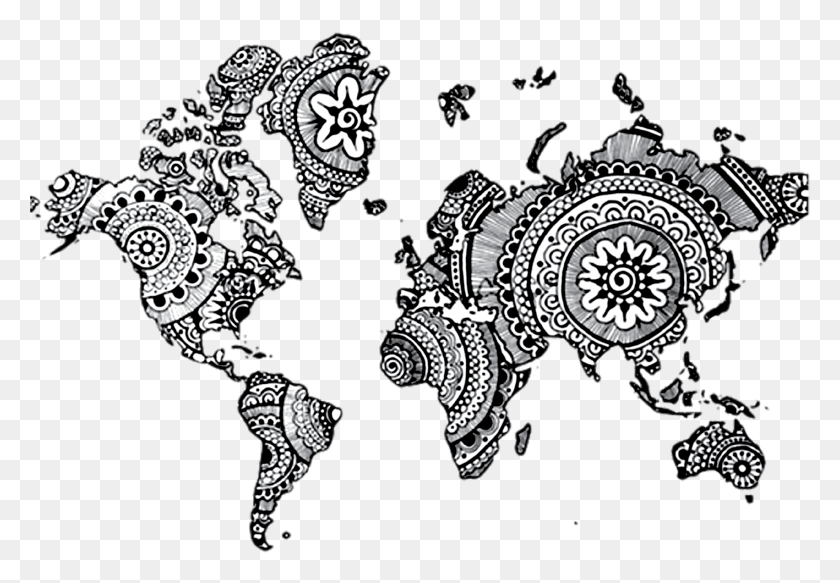 3380x2267 Oh The Places You39ll Go Mandala Map Of The World, Pattern, Paisley HD PNG Download