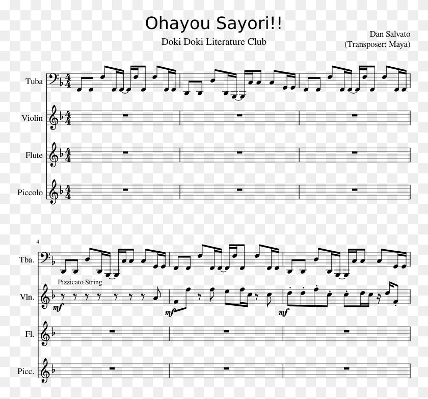773x723 Ohayou Sayori Sheet Music, Gray, World Of Warcraft HD PNG Download